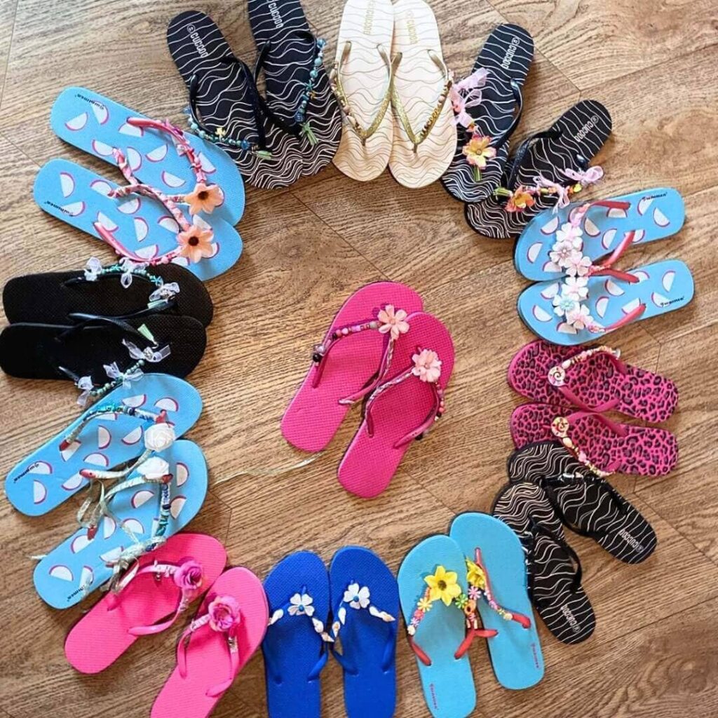 eindresultaat van het slippers pimpen